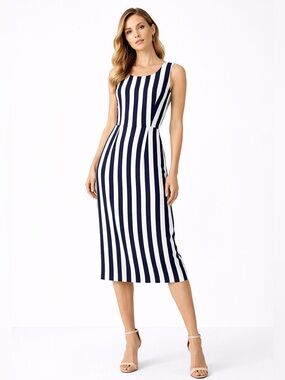 Dolce & Gabbana $5105 RTW Navy White Stripe Sheath Dress XXS
